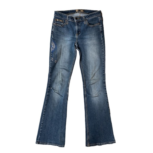 Vintage Y2K L.E.I. Custom Embroidered Moon and Stars Dream Catcher Flare Jeans - Picture 2 of 15